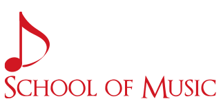 Logo reading Daybreak School of Music. The word Daybreak is in light gray with a red musical note forming the letter D, and School of Music is in bold red text below.