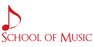 Logo reading Daybreak School of Music. The word Daybreak is in light gray with a red musical note forming the letter D, and School of Music is in bold red text below.